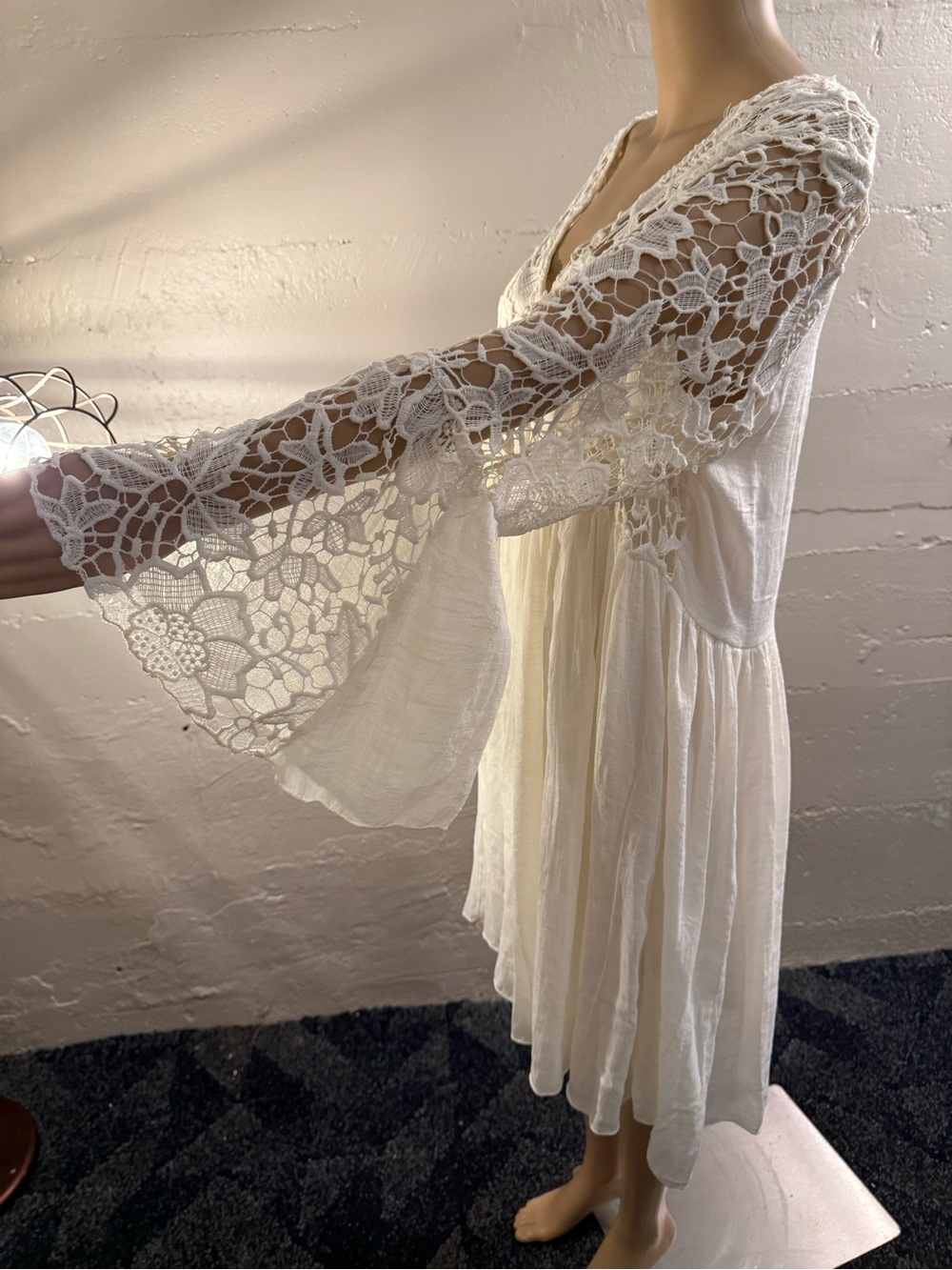 Boho Crochet Lace Ivory Tunic Dress - Picture 6 of 13